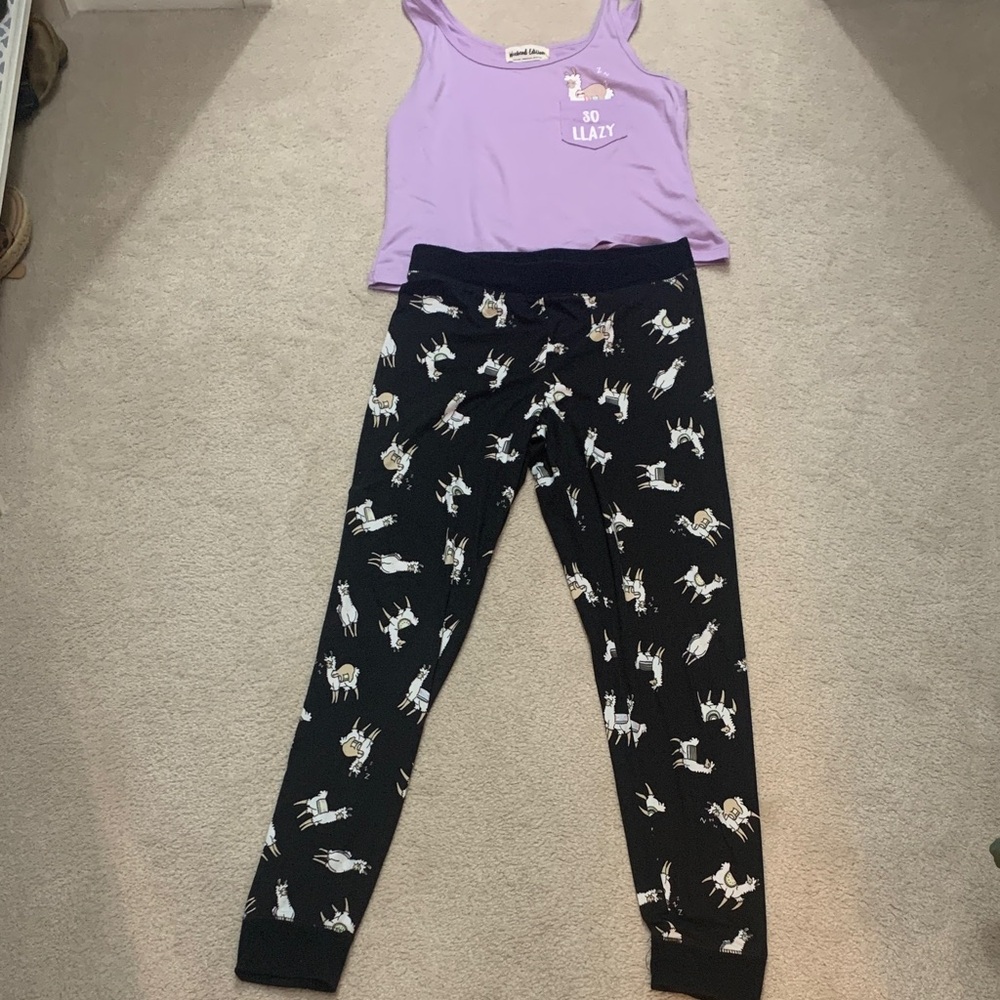 Charming Purple Llama Pajama Set - Size M